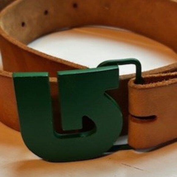 Burton logo brown leather belt, 36" length, 1 and 1/4" width, 5 holes - Picture 3 of 6